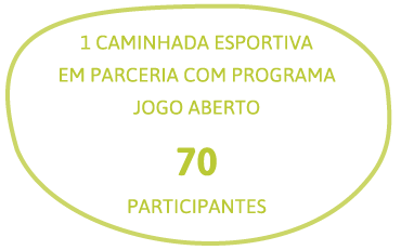 1 caminhada esportiva em parceria com programa jogo aberto, 70 participantes