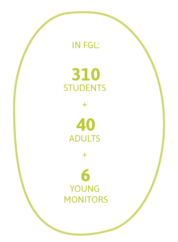 In FGL: 310 students + 40 adults + 06 young monitors